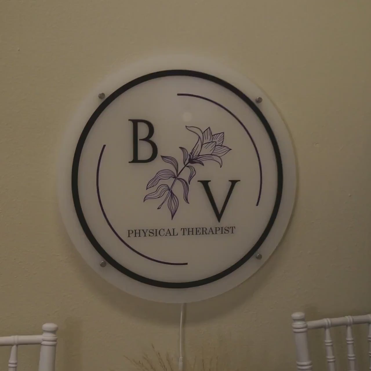 LED Round Sign with 4 Holes - Custom Backlit Acrylic Signage for the Business, Acrylic Logo Sign for Nail Salon, Boutiques, and Brow Studios