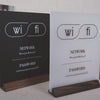Wifi Acrylic Sign w/ Wood Base - 6.5 x 7.75" Table Signage for Home & Airbnb Rental, Custom Office Small Business Salons Restaurants Bar