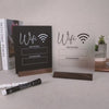 Dry Erase Wifi Acrylic Sign w/ Wood Base (Ready to Ship) - 6.5 x 7.75" Sign for Home & Airbnb Rental, Business Restaurants Bars Hotel